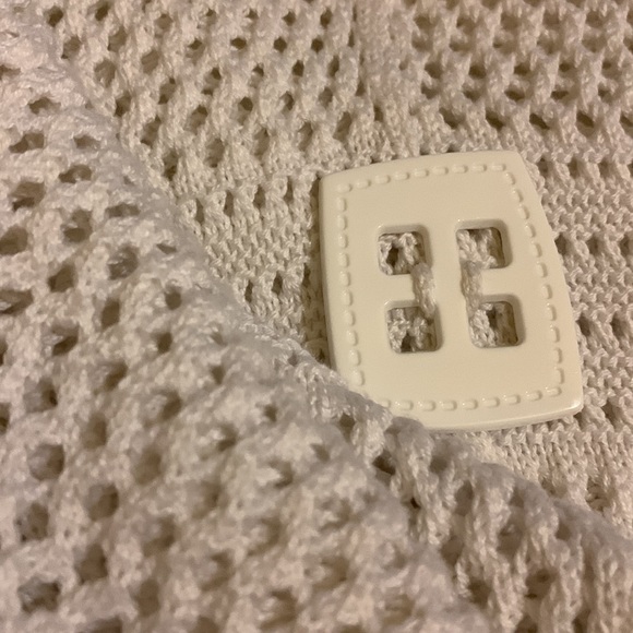 WHITE Knit crochet 60s mod style sweater pullover tunic top M - Picture 11 of 11